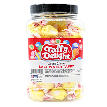 Taffy Delight Lemon Cream Salt Water Taffy 16oz Jar